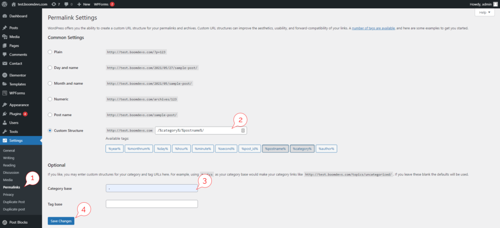 Remove category from WordPress URL from setting WP Messiah