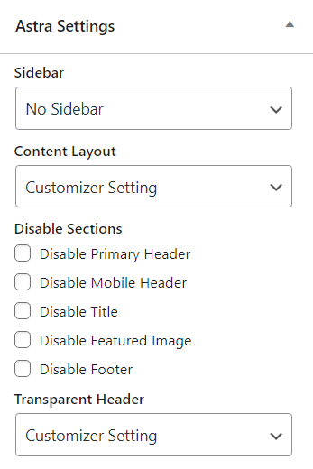 Astra Settings WP Messiah