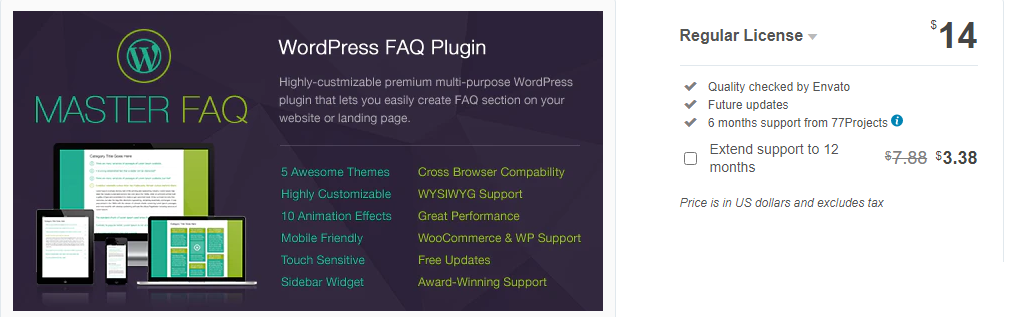 10. Master FAQ Highly Customizable Responsive WordPress FAQ Plugin with WooCommerce Support WP Messiah