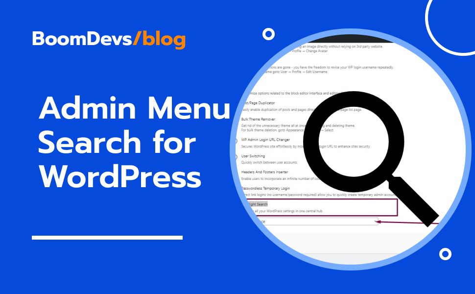 Admin Menu Search for WordPress