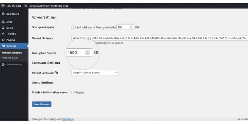 Increase Maximum Upload File Size in WordPress Multisite