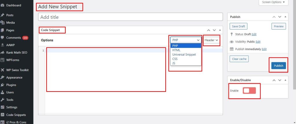 Swiss toolkit in action to insert codes to the headers and footers