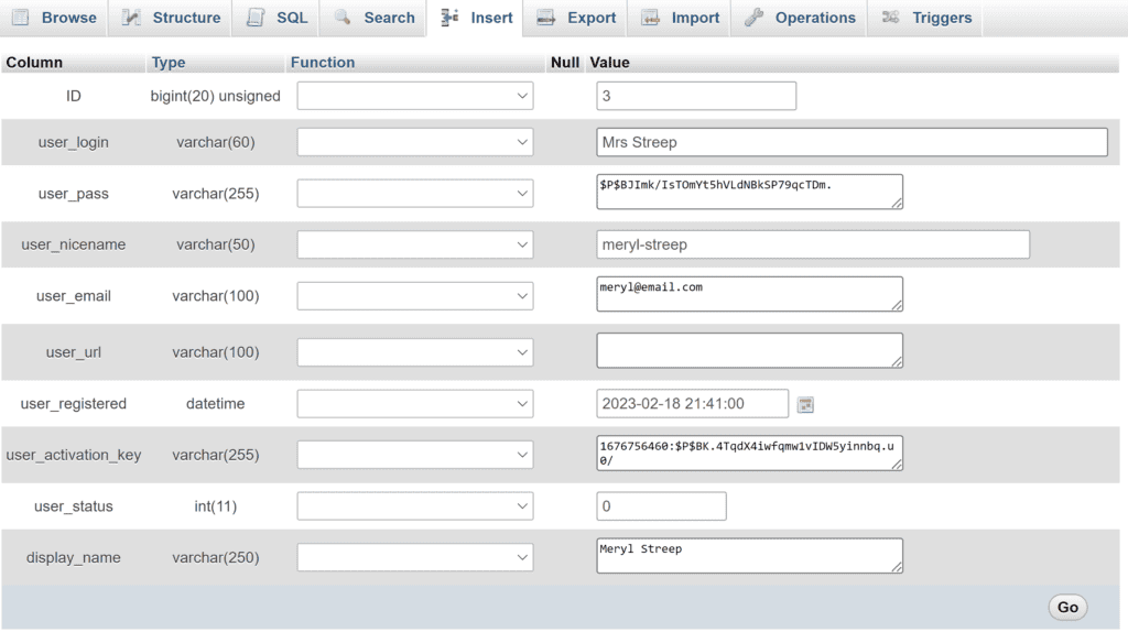 phpmyadmin modify user 7 WP Messiah