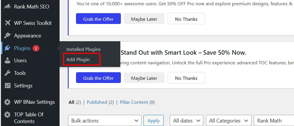 How to create a Table of Contents in WordPress? 2 Add plugin