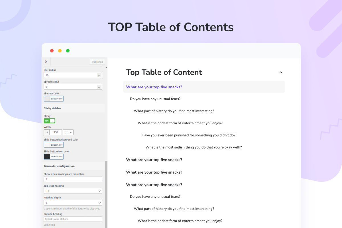 Top Table of Contents 11 table of content 10
