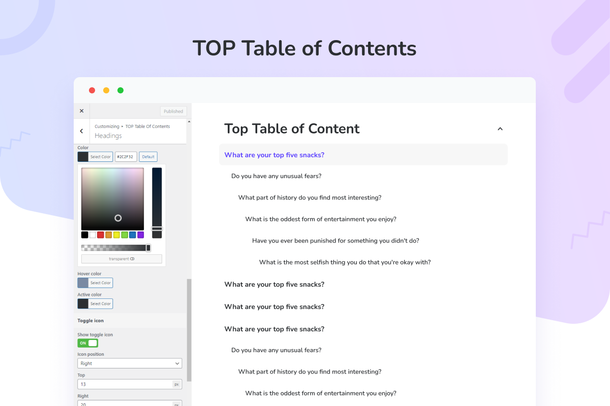Top Table of Contents 12 table of content 11
