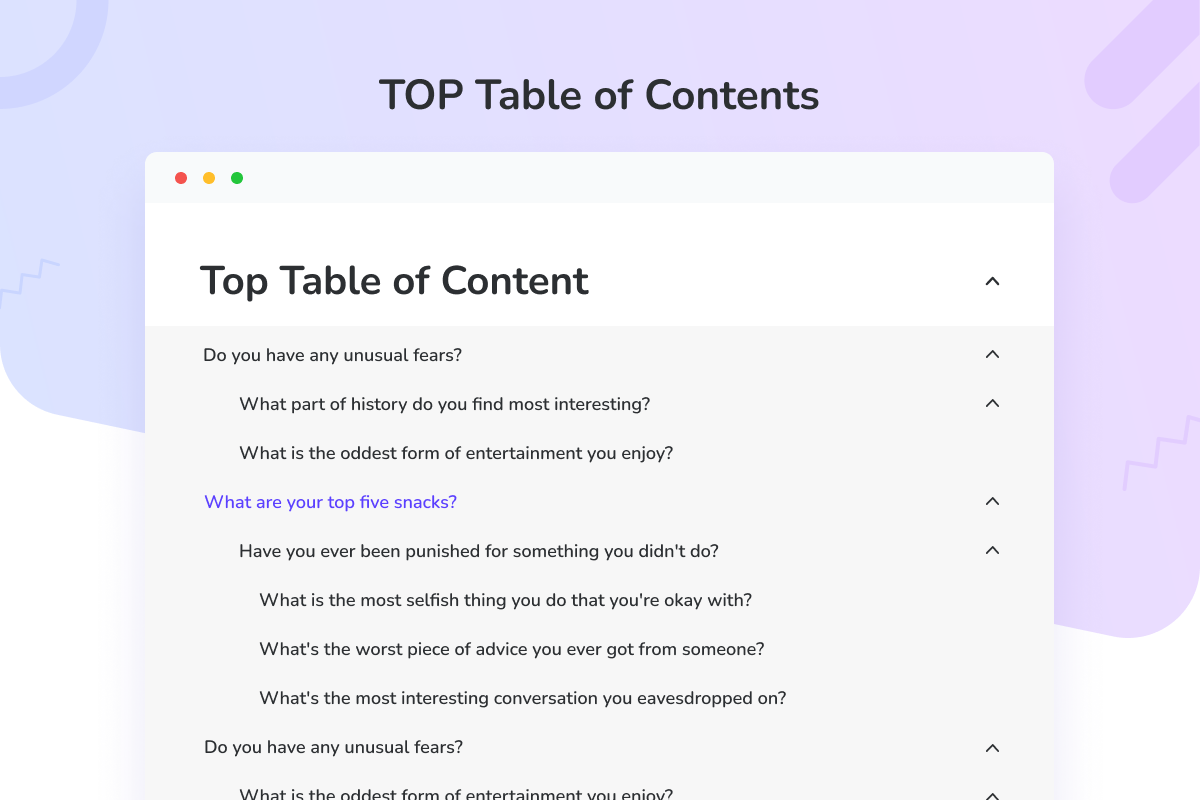 Top Table of Contents 3 table of content 2