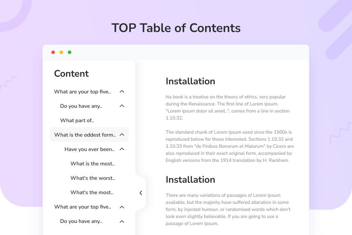 Top Table of Contents 4 table of content 3