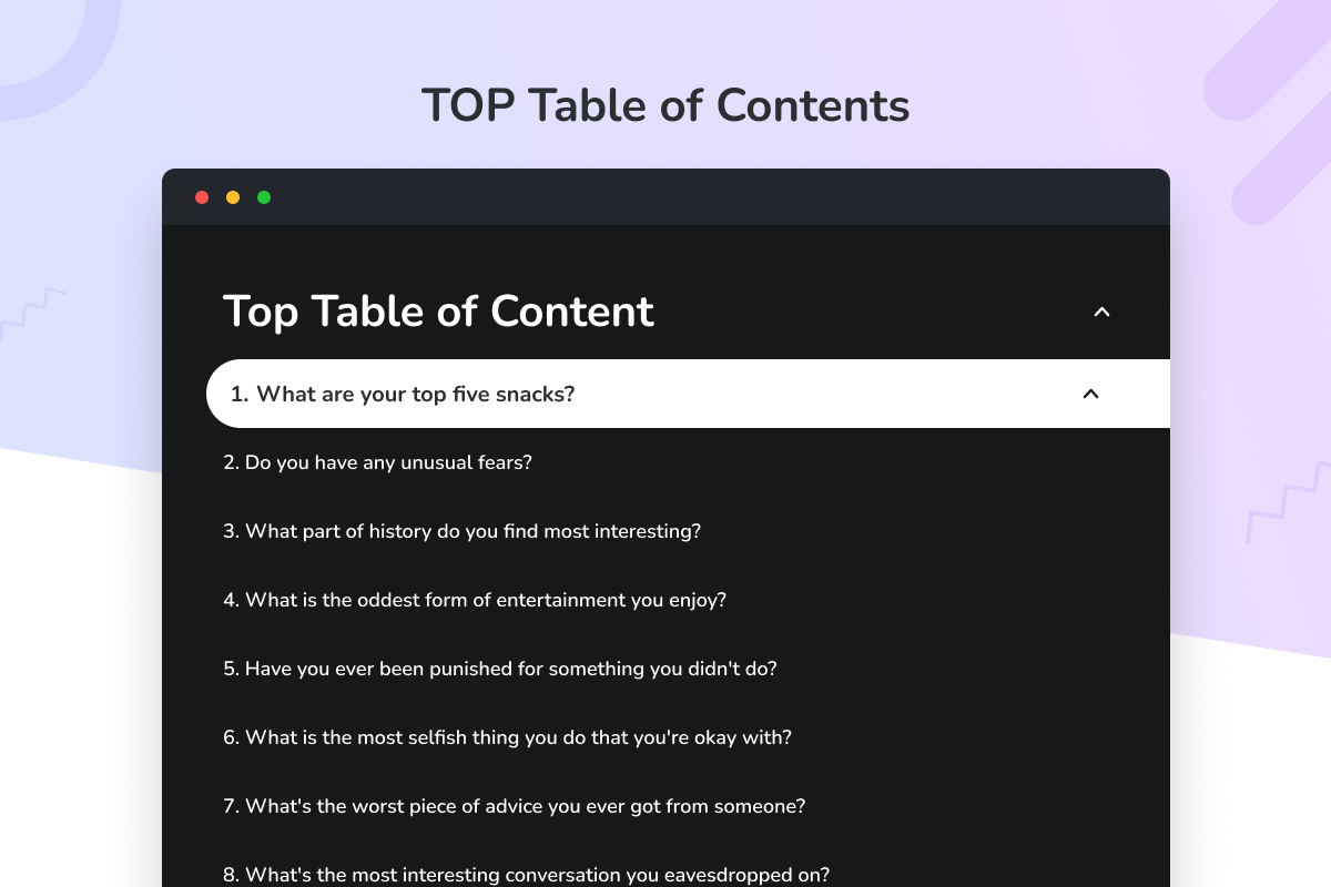Top Table of Contents 8 table of content 7