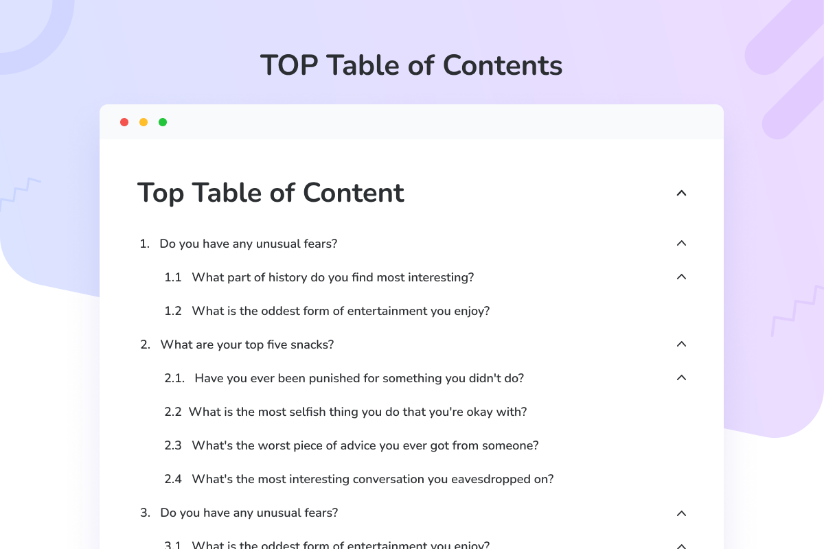 Top Table of Contents 9 table of content 8