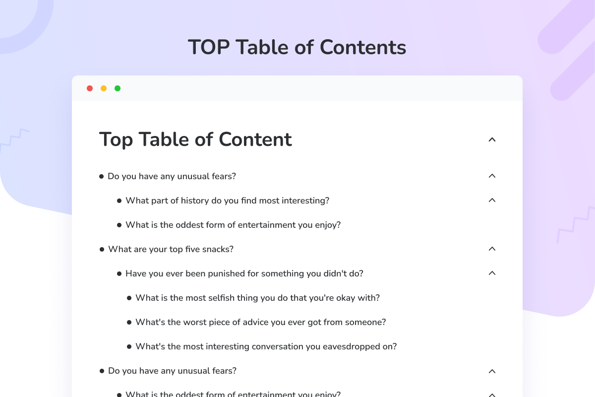 Top Table of Contents 10 table of content 9